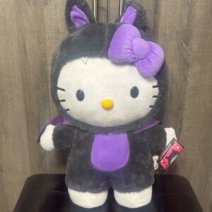 New Hello Kitty Halloween Black & Purple Bat Vampire Plush Greeter With Tag